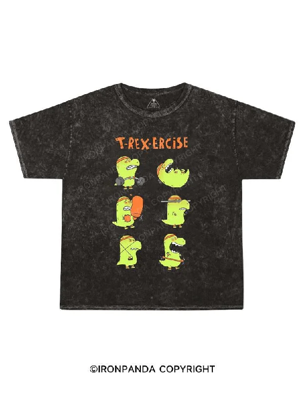 Street Style T-shirt-T-Rex-ercise Kids Washed T-Shirt