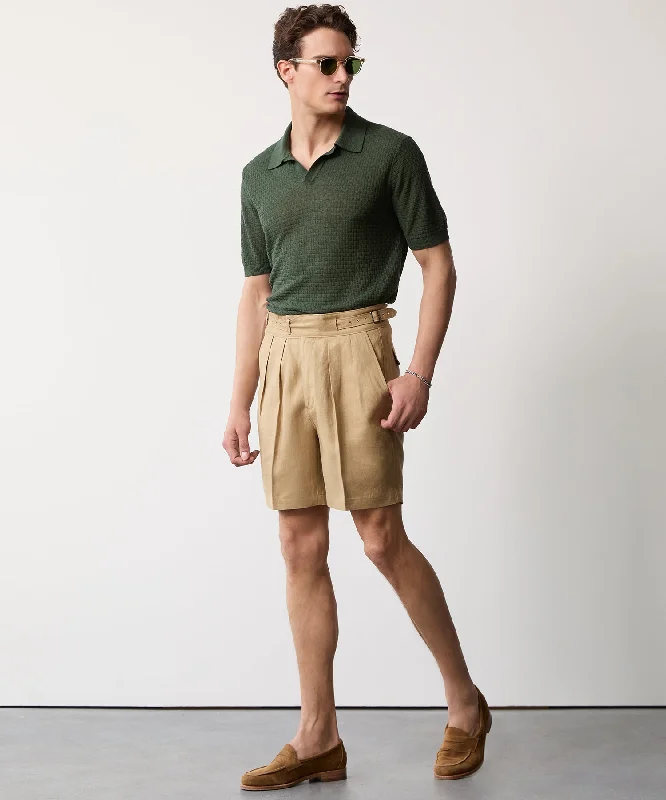 Athletic Compression Shorts-7" Irish Linen Gurkha Short in Pine Cone