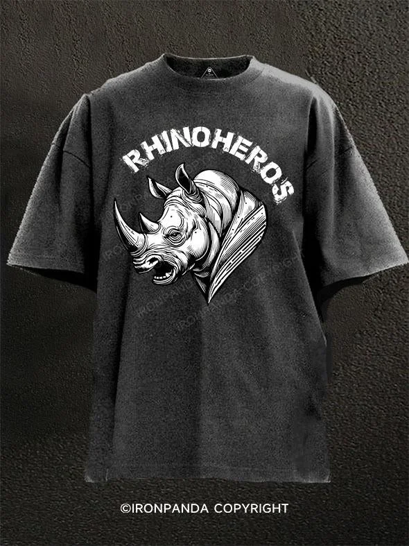 Custom Print T-shirt-rhinoheros Washed Gym Shirt