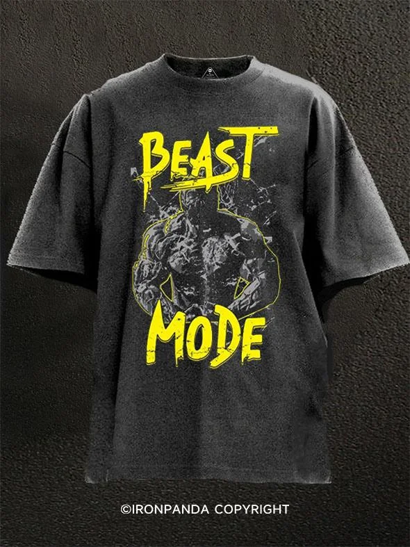 Personalized T-shirt-Beast Mode Mens Training Washed Gym Shirt