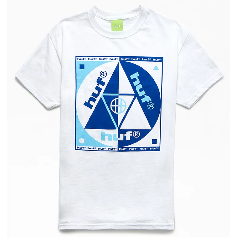 Minimalist Design T-shirt-Huf Blue Code Short Sleeve T-Shirt - White