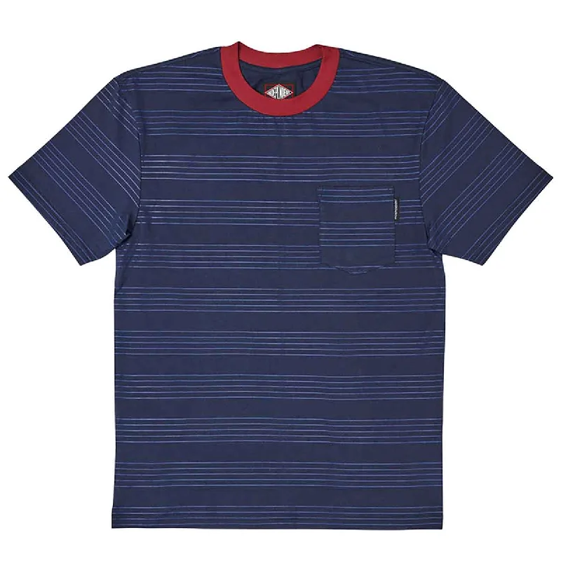 Music Band T-shirt-Independent Tee Pocket Hachure Stripe Navy