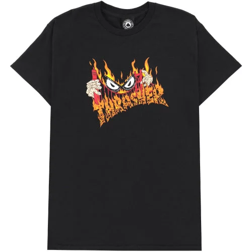 Bohemian Style T-shirt-Thrasher X Neckface Sucka Free Tee - Black