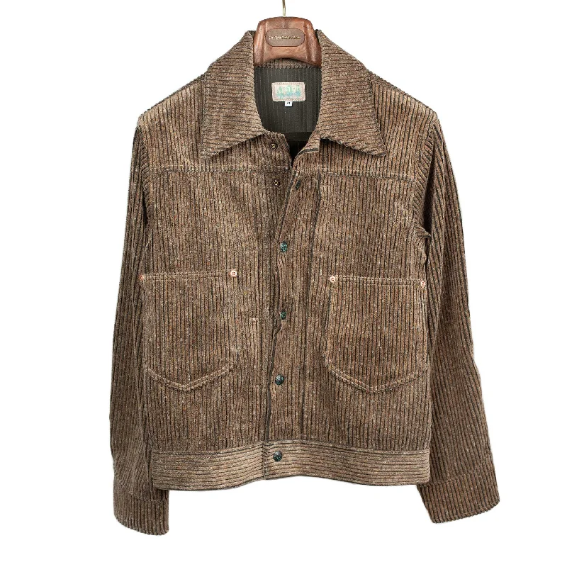 Zip-front Utility Jacket-Ranch jacket in Rolling Sand Italian donegal cotton corduroy