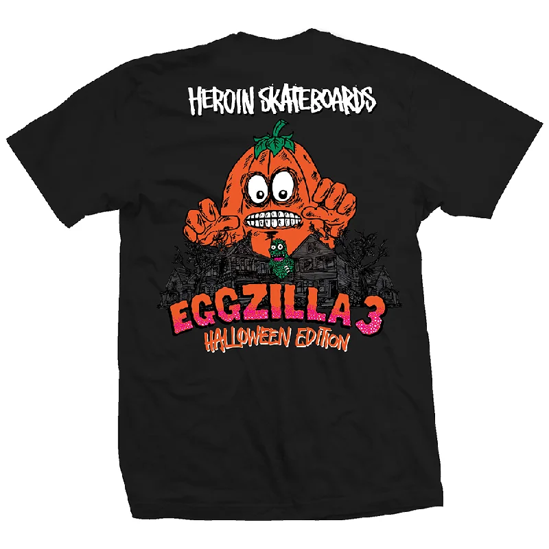 T-shirt With Animal Prints-Heroin Skateboards EggZilla 3 T-Shirt - Black - Halloween Edition