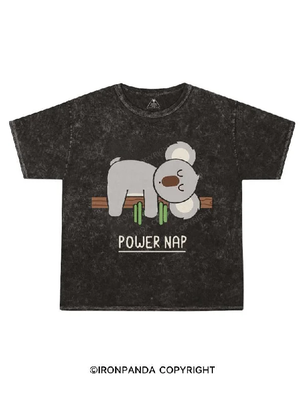 Graphic Tee For Teens-POWER NAP Kids Washed T-Shirt