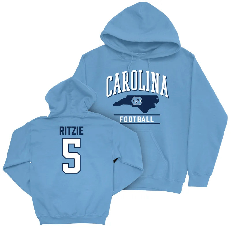 Lightweight Sherpa Hoodie-UNC Football Carolina Blue Arch Hoodie - Jahvaree Ritzie