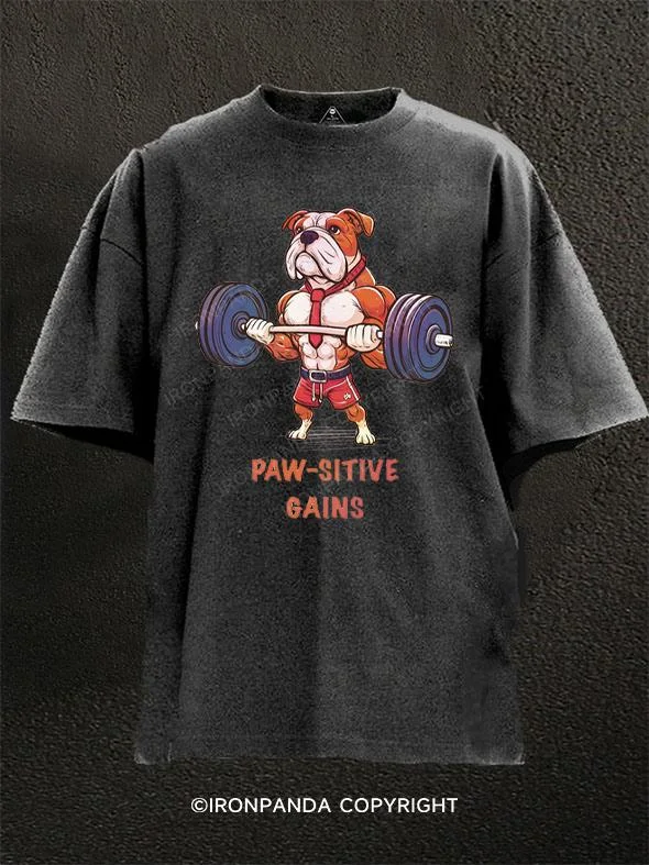 Eco-friendly T-shirt-Paw-sitive Gains Washed Gym Shirt