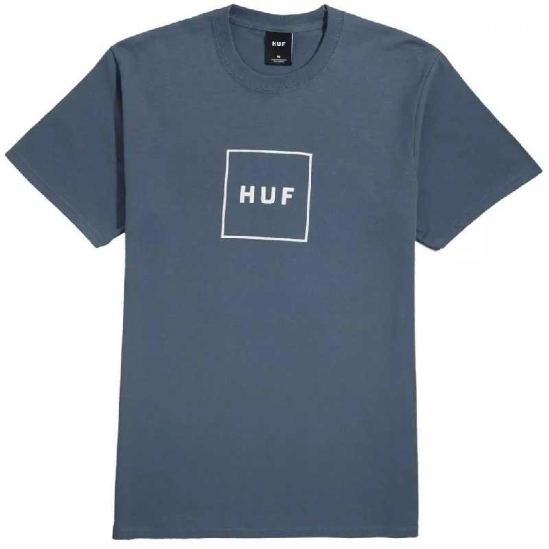 T-shirt For Festival Outfits-Huf Essentials Box Logo T-Shirt - Slate