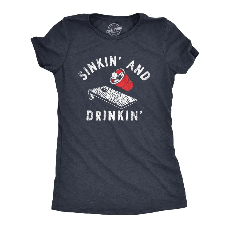 T-shirt With Funny Quotes-Sinkin And Drinkin Beer Women's T Shirt