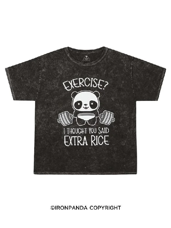 Custom Name T-shirt-exercise？panda Kids Washed T-Shirt