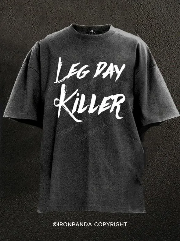 Graphic Tee For Summer-Leg day killer Washed Gym Shirt