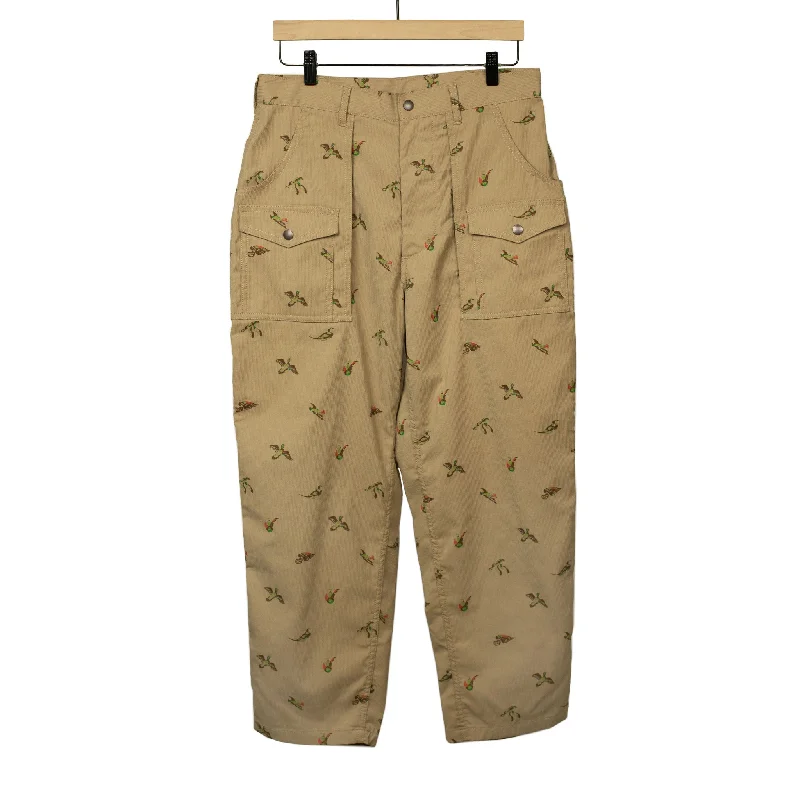 Comfy Relaxed-fit Pants-Bush trousers in printed duck beige poly corduroy