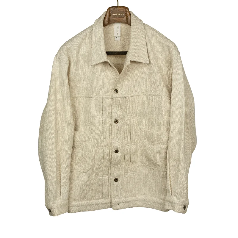 Stylish Blazer Jacket-Type 2 trucker jacket in natural slubby handwoven cotton denim