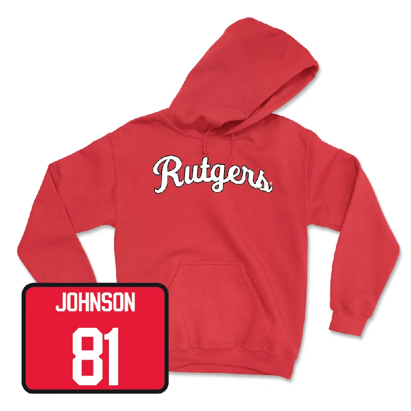 Comfortable Hoodie For Sports-Red Football Script Hoodie - Deondre Johnson