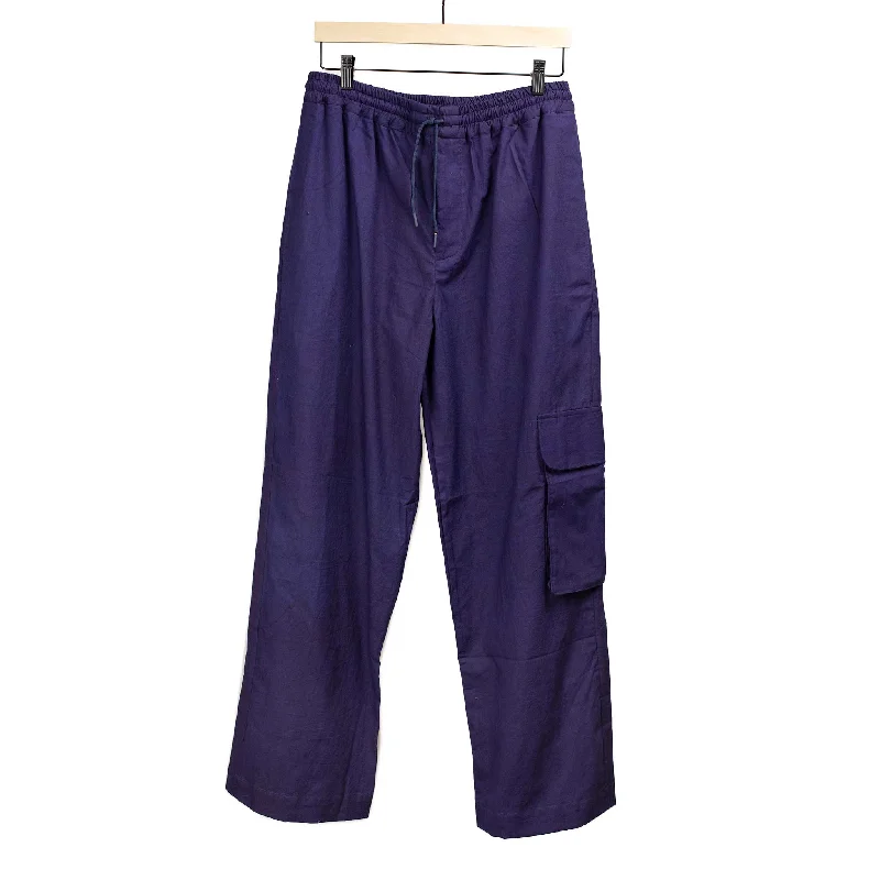 Light Cotton Summer Pants-Ikeja drawstring trousers in hand-dyed indigo cotton