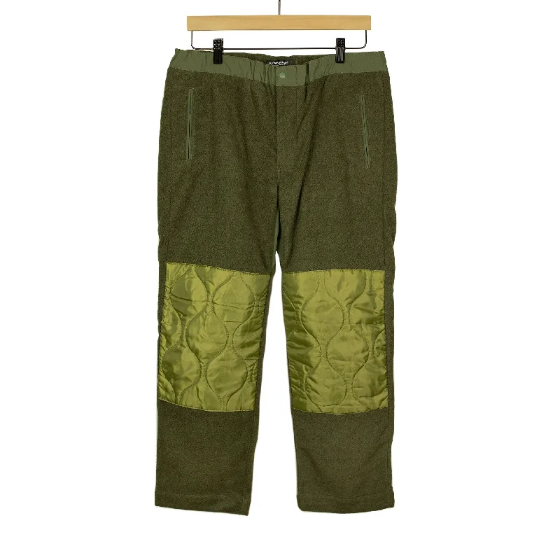 Custom Printed Jogger Pants-Drawstring trousers in olive poly fleece