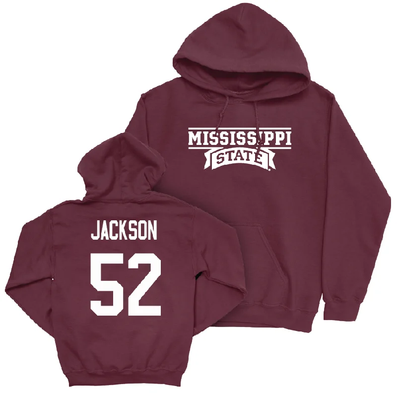 Casual Zip-up Hoodie-Maroon Football Team Hoodie   - Grant Jackson