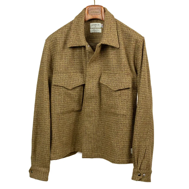 Casual Hooded Jacket-London 68' jacket in olive and brown houndstooth wool