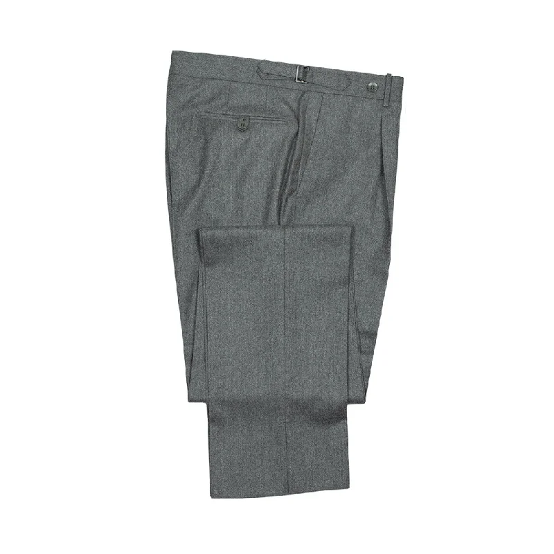 Lightweight Cotton Chinos-Pleated higher-rise grey wool worsted flannel trousers (restock)