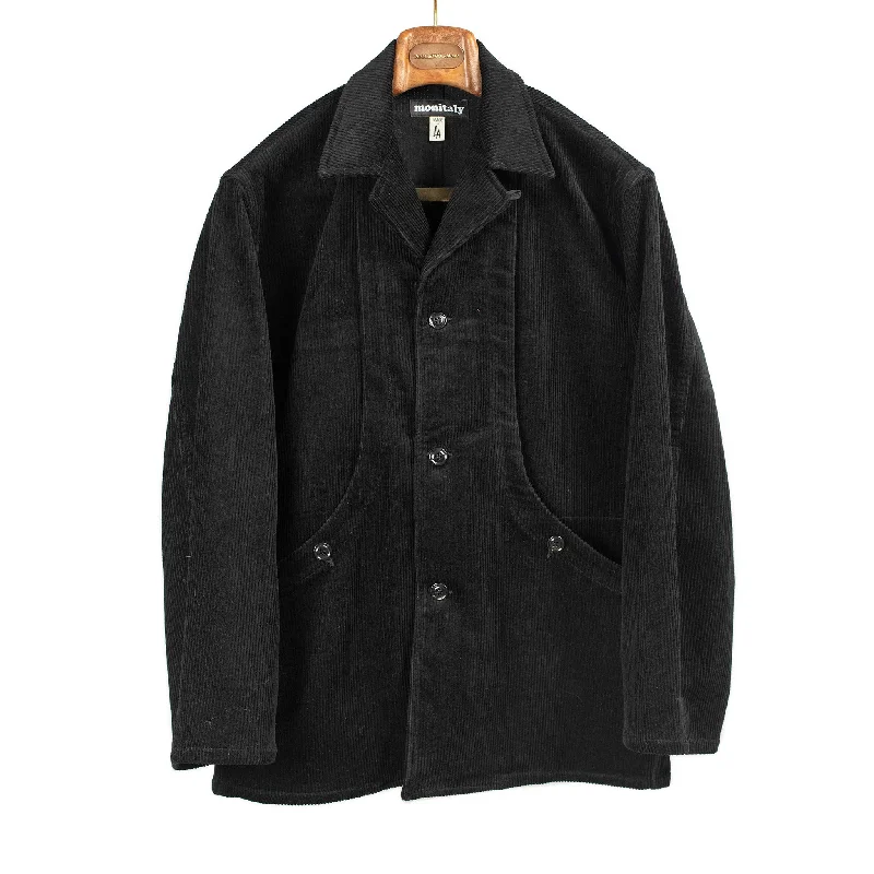 Classic Moto Jacket-Harvester Jacket in black cotton corduroy