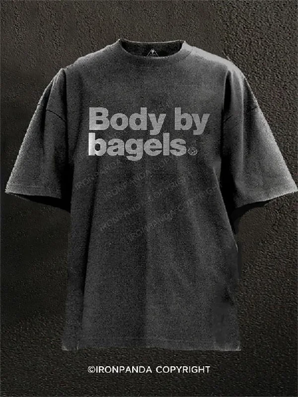 Black And White T-shirt-Body By Bagels Washed Gym Shirt