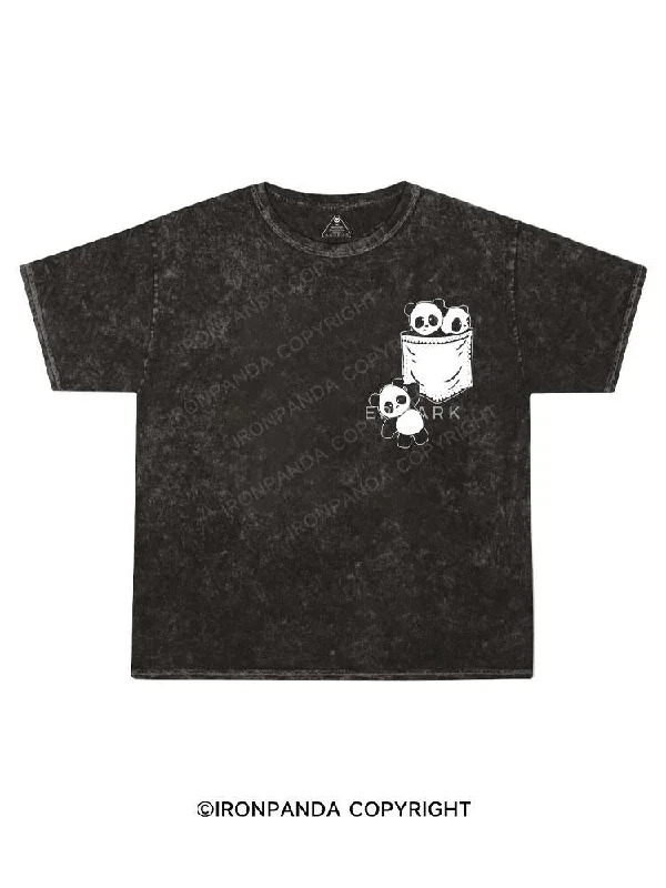 Trendy T-shirt Designs-Panda Kids Washed T-Shirt