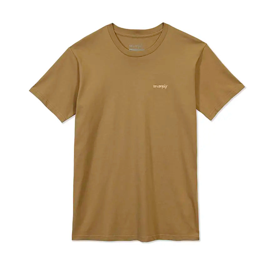 Athletic Fit T-shirt-No-Comply Script Embroidered Tee Shirt - Khaki