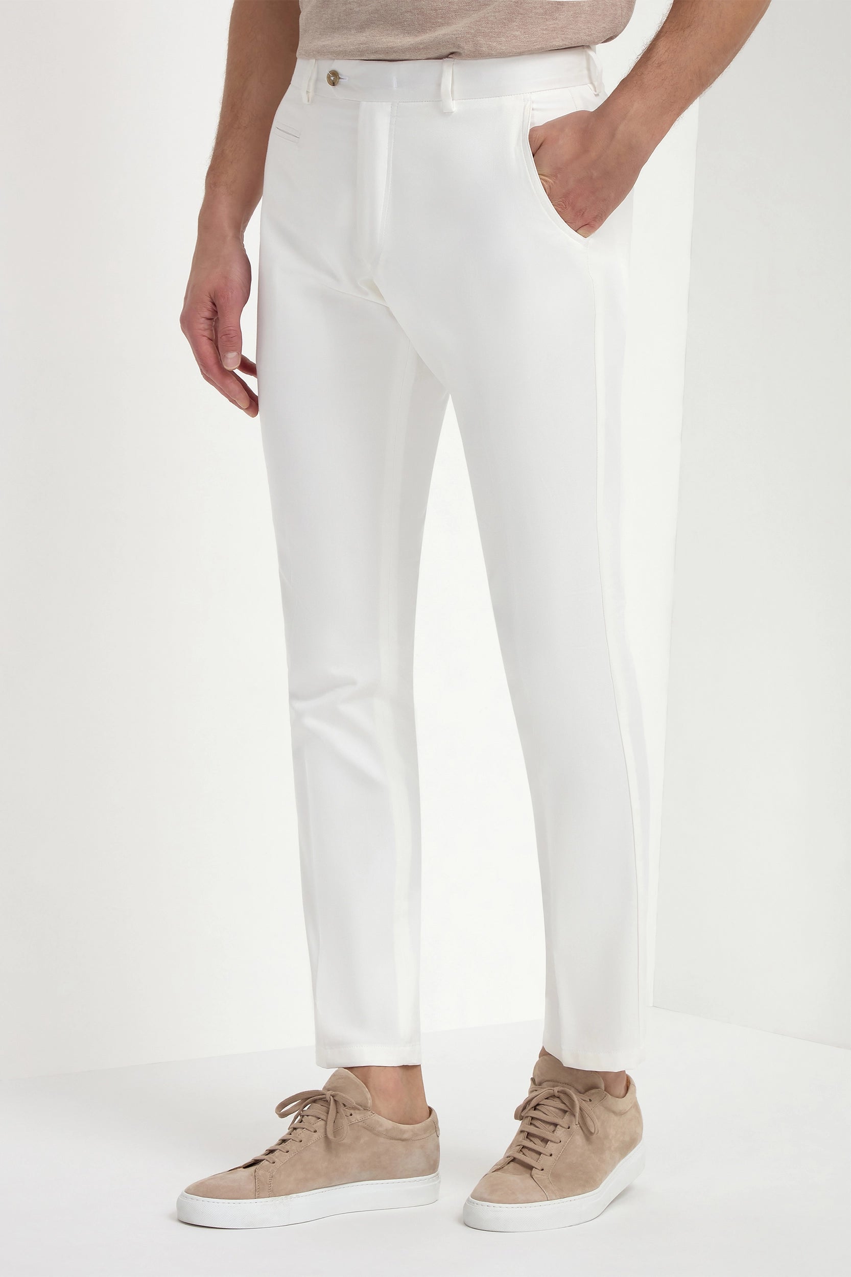 Slim Fit Dress Pants-Off-white cotton Garda trousers - Made in Italy