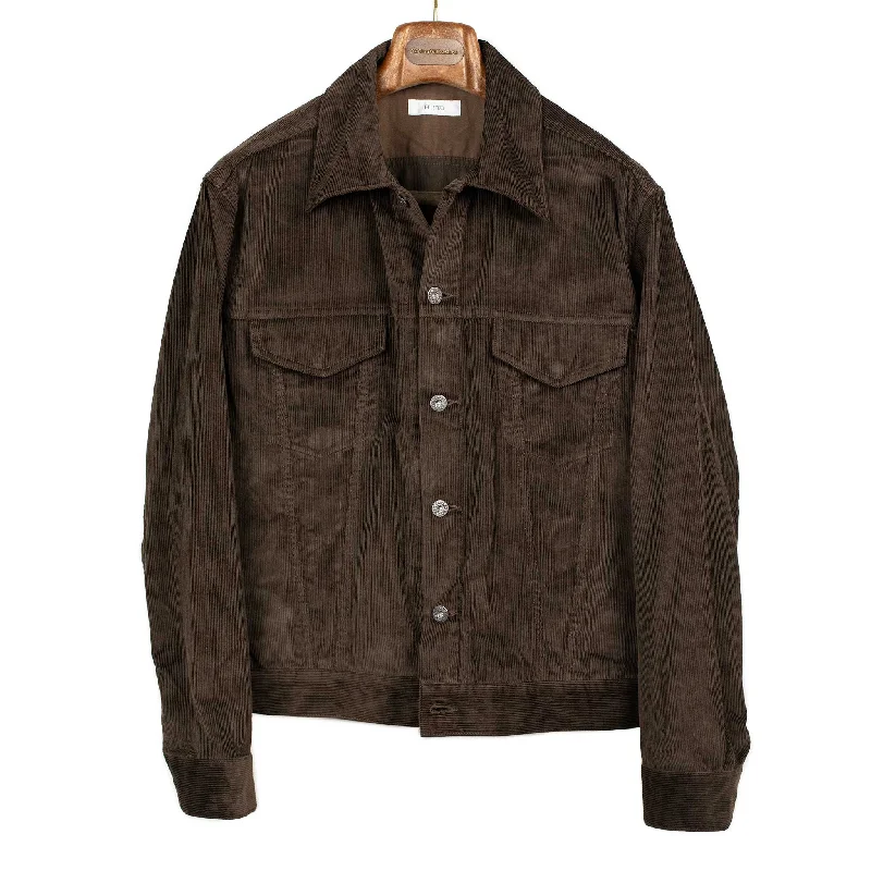 Stylish Trench Coat Jacket-Cowboy jacket in dark brown corduroy