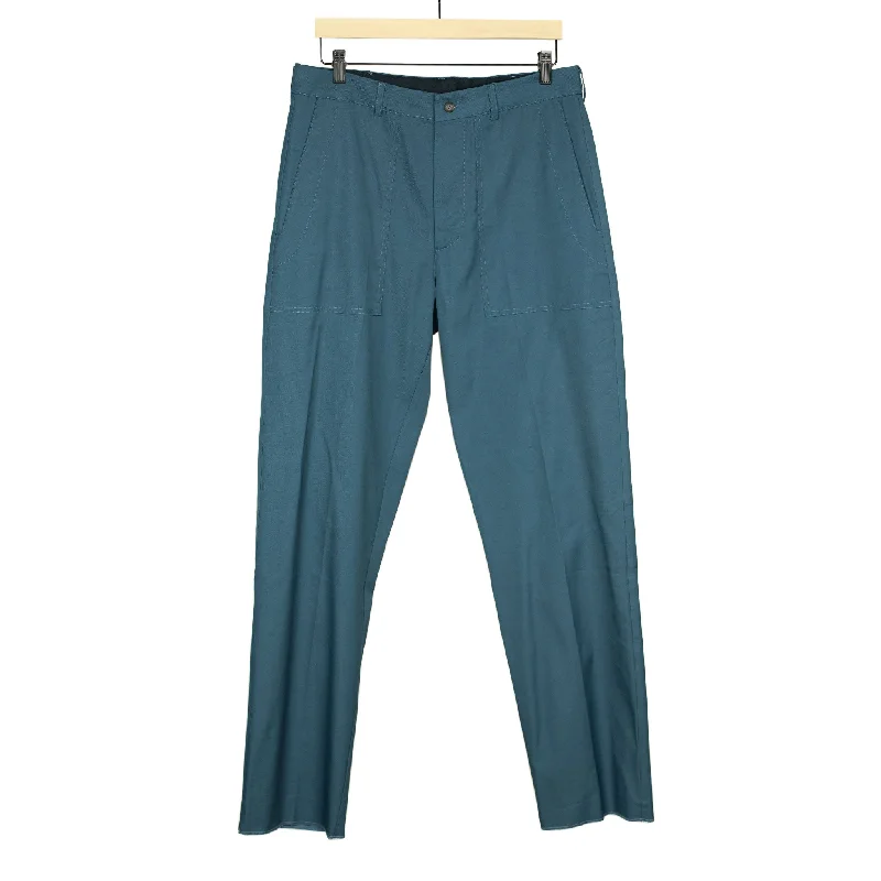 Cool Printed Lounge Pants-AArtemas fatigue trousers in petrol blue cotton poly twill