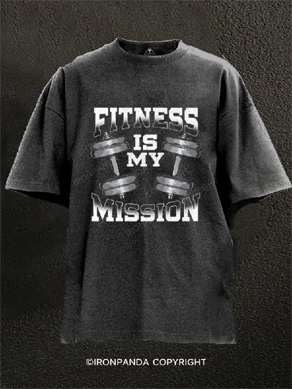 Geometric Design T-shirt-Fitness Is My Mission Washed Gym Shirt