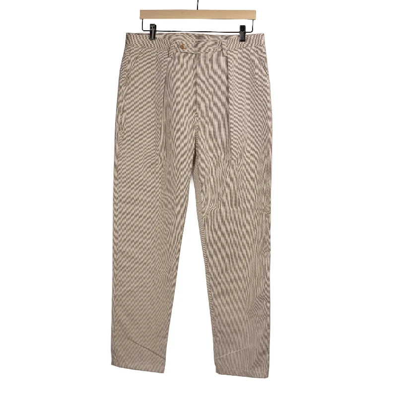 Wide-leg Palazzo Pants-Comanche classic trousers in beige and brown stripe cotton