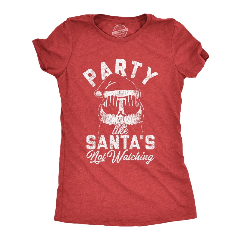 Oversized Vintage Graphic T-shirt-Party Like Santa's Not Watching Women's T Shirt