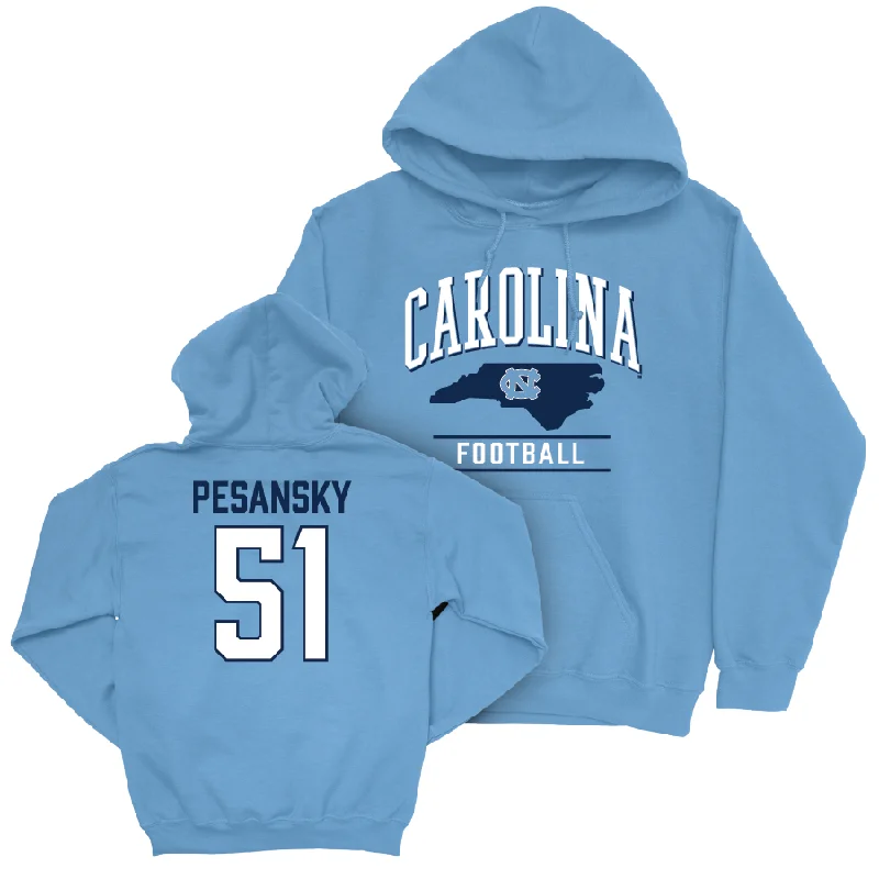 Lightweight Zip-up Hoodie-UNC Football Carolina Blue Arch Hoodie   - Peter Pesansky