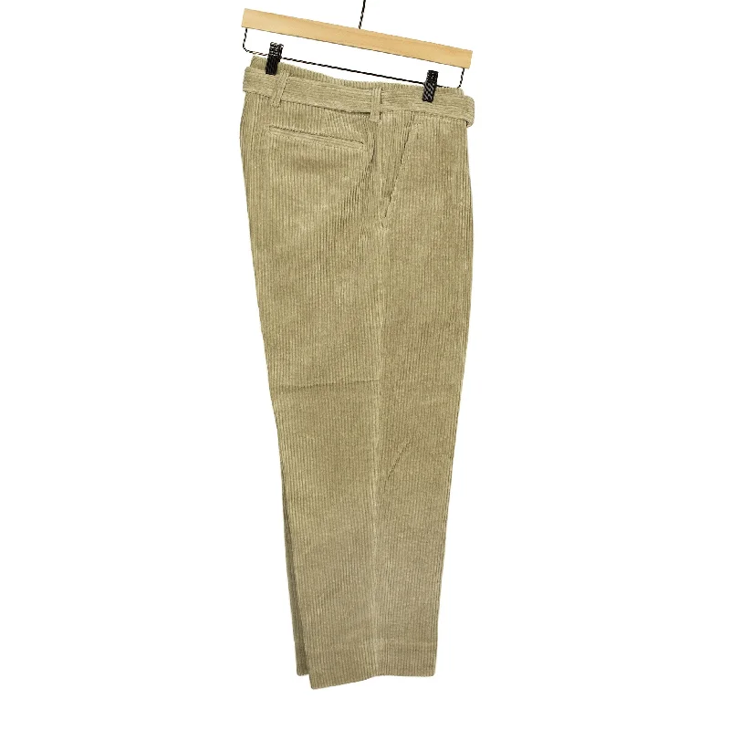 Slim Fit Black Pants-Belted trousers in beige cotton corduroy