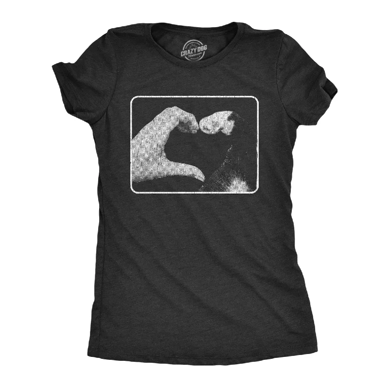 Minimalist Graphic T-shirt-Hand Paw Heart Women's T Shirt