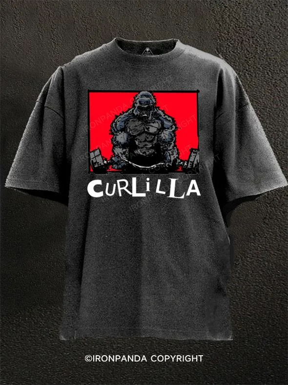 Funny Graphic T-shirt-Curlilla Washed Gym Shirt