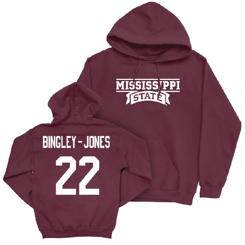 Custom Embroidered Hoodie-Maroon Football Team Hoodie   - Kedrick Bingley-Jones