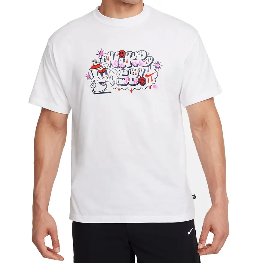 Basic Crewneck T-shirt-Nike SB Max90 Spray Can Skate Tee Shirt - White