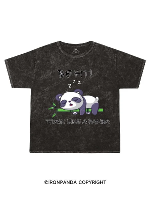 Funny Birthday T-shirt-BE FIT! TRAIN LIKE A PANDA Kids Washed T-Shirt