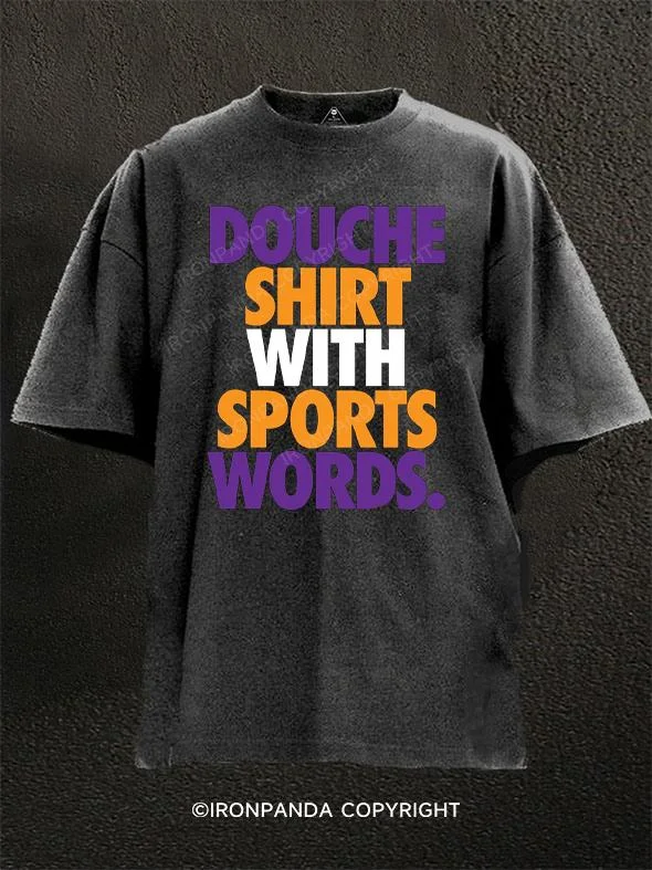 Black And White T-shirt-Douche Shirt With Sport Words On It Washed Gym Shirt