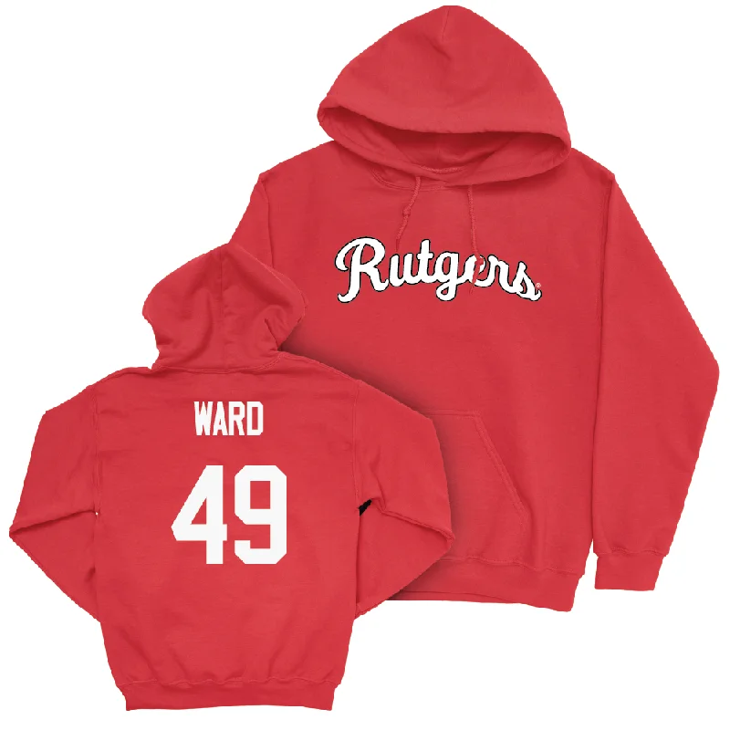 Cool Animal Print Hoodie-Red Football Script Hoodie - Evan Ward