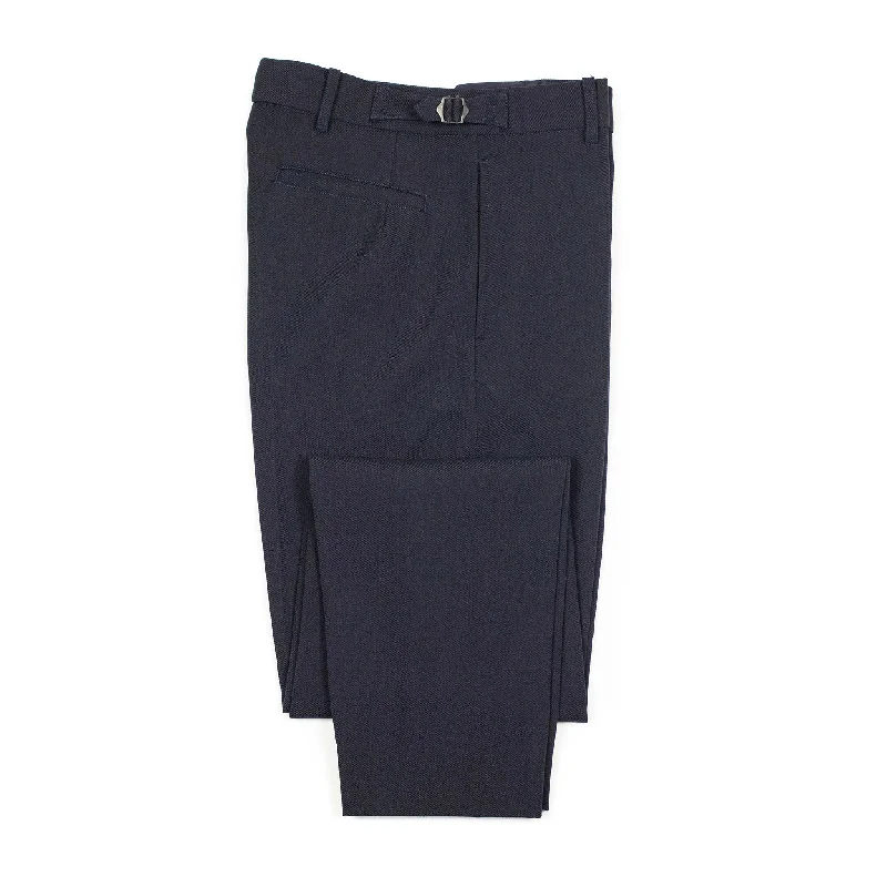 Relaxed Fit Chino Pants-Side-tab trousers in navy wool and cotton gabardine