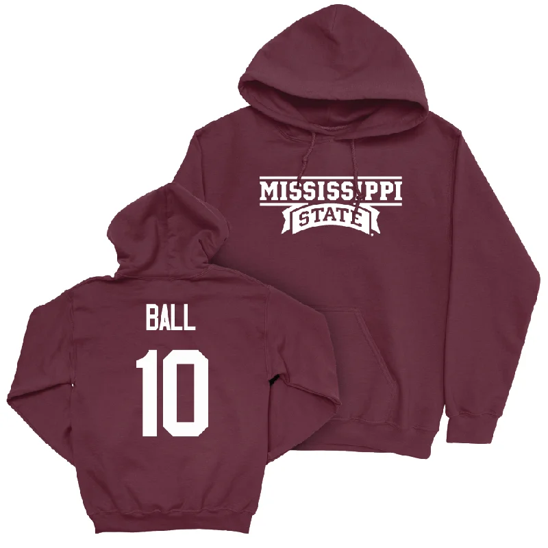 Hoodie With Drawstring Neck-Maroon Football Team Hoodie   - Cameron Ball