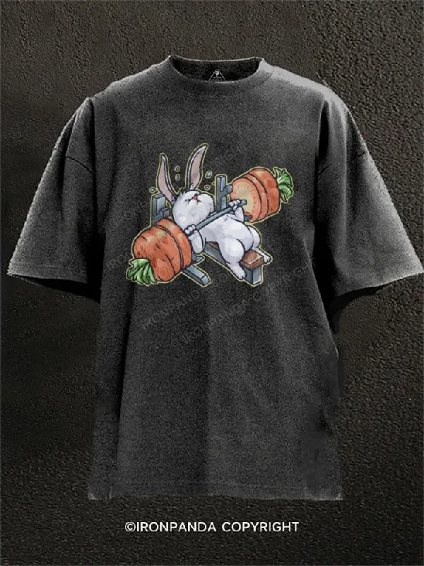 Eco-friendly T-shirt-Bench pressing Bunny Washed Gym Shirt