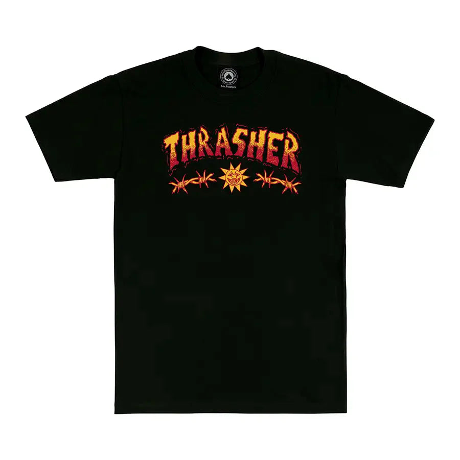 Plain White T-shirt-Thrasher Magazine Sketch Logo T-Shirt - Black