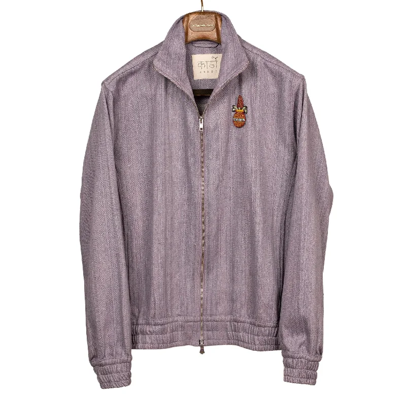 Classic Moto Jacket-Mack track jacket in lavender handloomed khadi denim