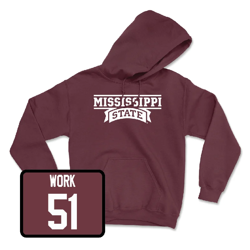 Hoodie With Graphic Design-Maroon Football Team Hoodie - Luke Work