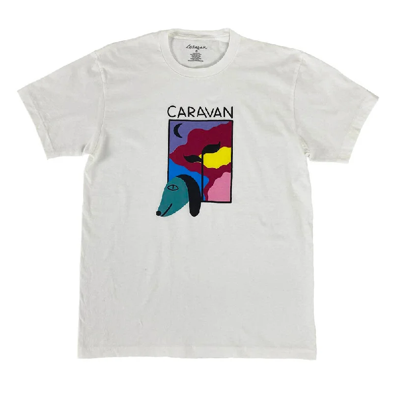 Funny Slogan T-shirt-Caravan blue pup tee - White